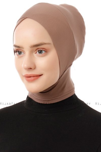 Elnara - Mörk Taupe Cross Hijab Underslöja