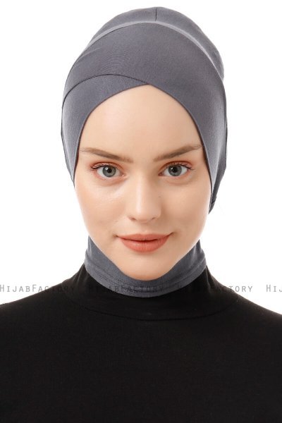 Elnara - Mörkgrå Cross Hijab Underslöja