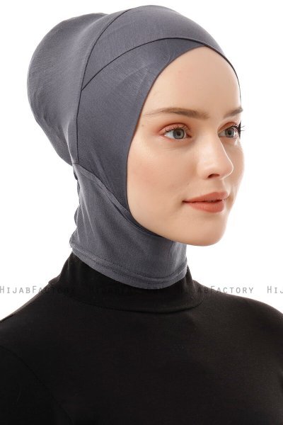 Elnara - Mörkgrå Cross Hijab Underslöja
