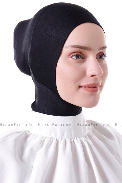 Elnara - Svart Plain Hijab Underslöja