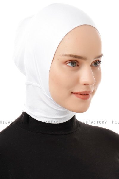Elnara - Vit Plain Hijab Underslöja