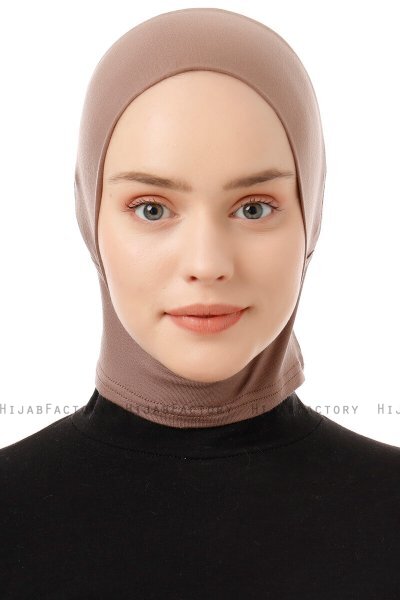 Elnara - Mörk Taupe Plain Hijab Underslöja