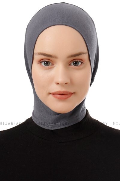 Elnara - Mörkgrå Plain Hijab Underslöja