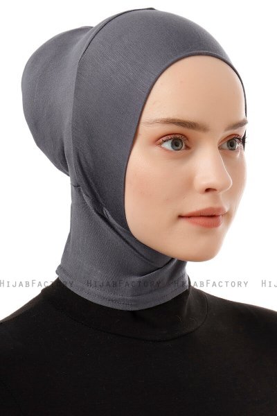 Elnara - Mörkgrå Plain Hijab Underslöja