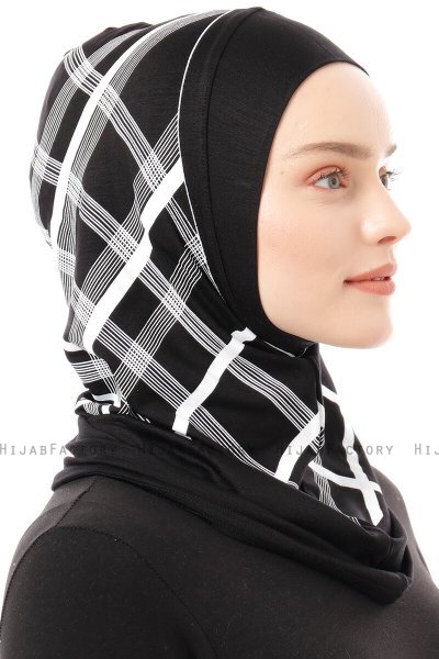 Ekose Plain - Svart & Vit One-Piece Al Amira Hijab