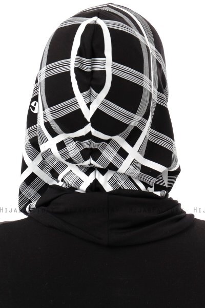 Ekose Plain - Svart & Vit One-Piece Al Amira Hijab