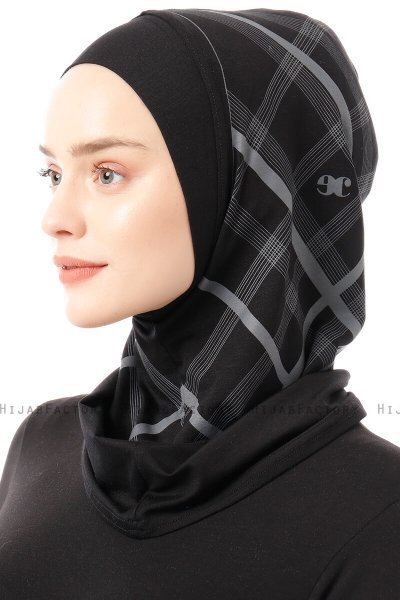 Ekose Plain - Svart & Ljusgrå One-Piece Al Amira Hijab