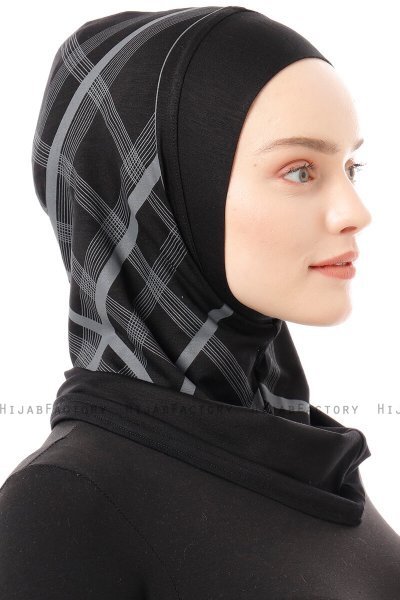Ekose Plain - Svart & Ljusgrå One-Piece Al Amira Hijab