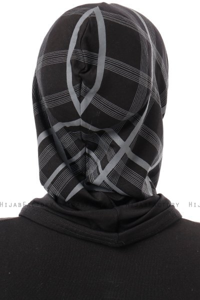Ekose Plain - Svart & Ljusgrå One-Piece Al Amira Hijab