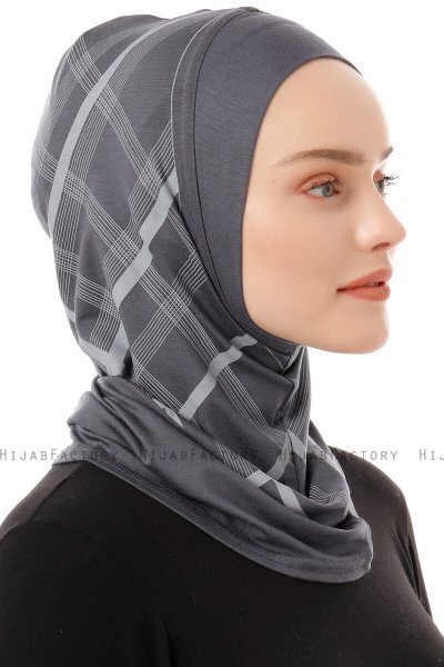 Ekose Plain - Mörkgrå One-Piece Al Amira Hijab