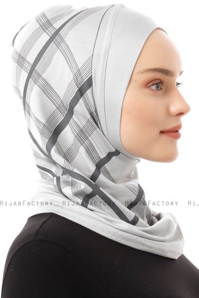 Ekose Plain - Ljusgrå One-Piece Al Amira Hijab