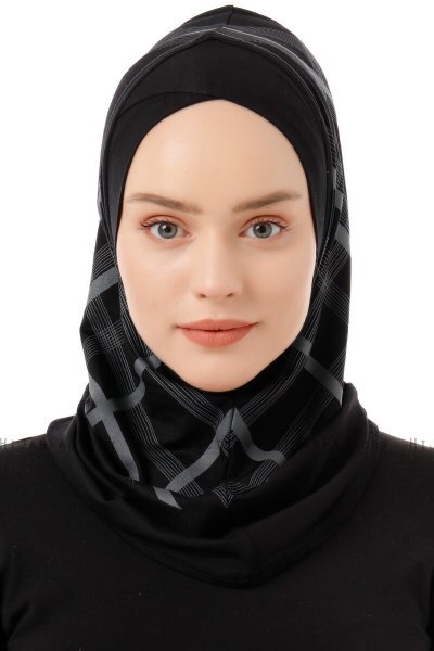 Ekose Cross - Svart & Ljusgrå One-Piece Al Amira Hijab
