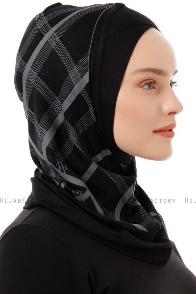 Ekose Cross - Svart & Ljusgrå One-Piece Al Amira Hijab