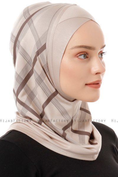 Ekose Cross - Ljus Taupe One-Piece Al Amira Hijab