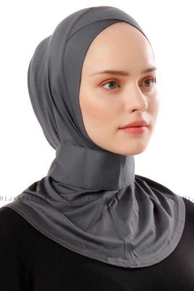 Ceren - Mörkgrå Praktisk Viskos Hijab