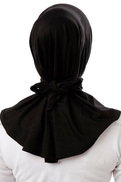 Sportif Plain - Svart & Gold Praktisk Viskos Hijab