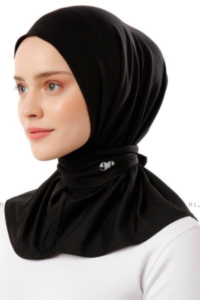 Sportif Plain - Svart & Ljusgrå Praktisk Viskos Hijab
