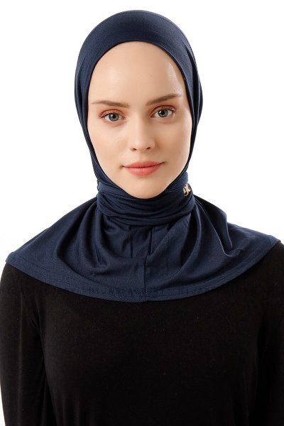 Sportif Plain - Marinblå Praktisk Viskos Hijab