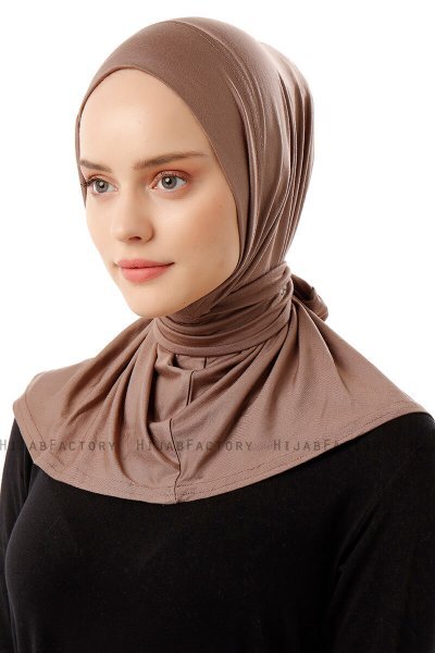 Sportif Plain - Mörk Taupe Praktisk Viskos Hijab