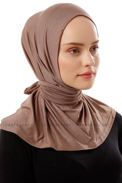 Sportif Plain - Mörk Taupe Praktisk Viskos Hijab