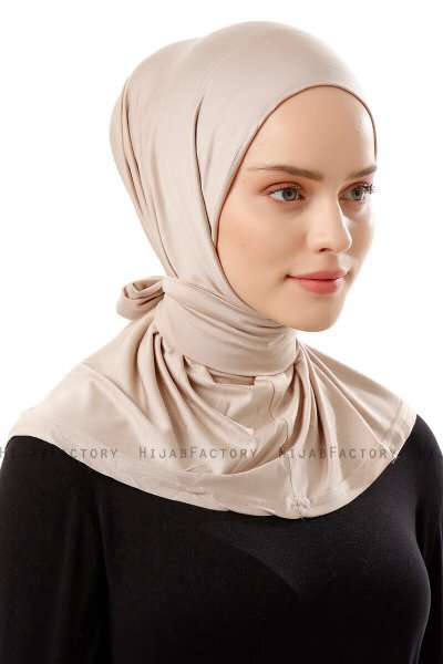 Sportif Plain - Ljus Taupe Praktisk Viskos Hijab
