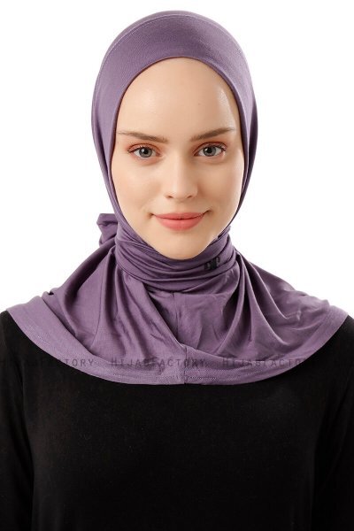 Sportif Plain - Mörklila Praktisk Viskos Hijab