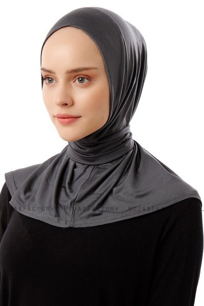 Sportif Plain - Mörkgrå Praktisk Viskos Hijab