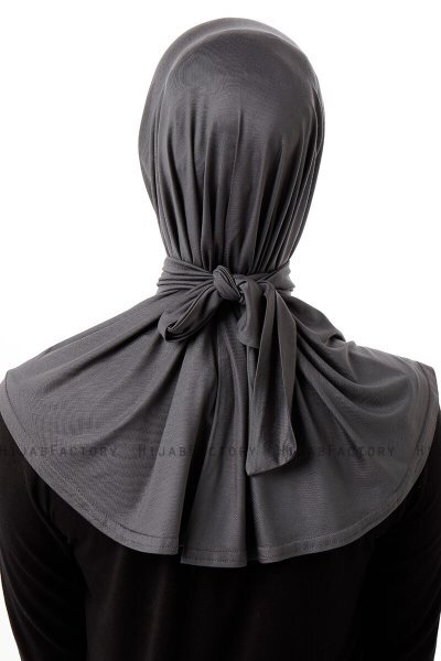 Sportif Plain - Mörkgrå Praktisk Viskos Hijab