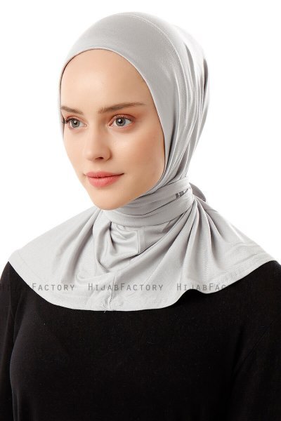 Sportif Plain - Ljusgrå Praktisk Viskos Hijab