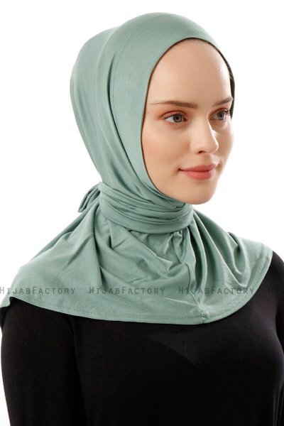 Sportif Plain - Grön Praktisk Viskos Hijab