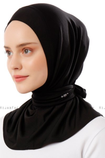Sportif Cross - Svart & Ljusgrå Praktisk Viskos Hijab