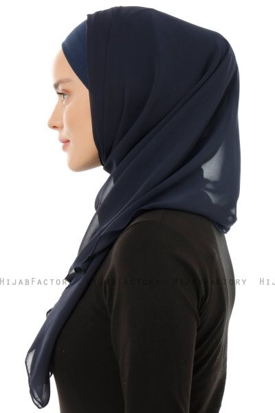 Alara Plain - Marinblå One Piece Chiffon Hijab