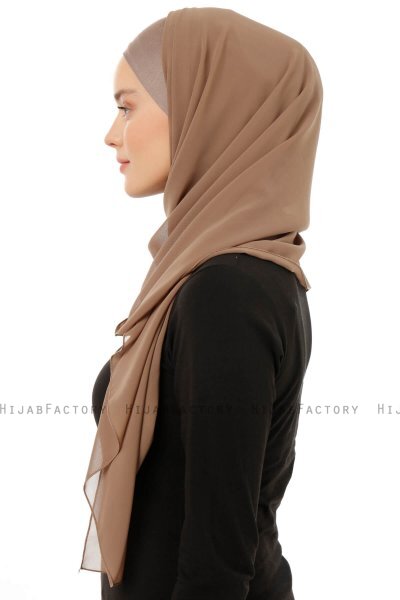 Alara Plain - Mörk Taupe One Piece Chiffon Hijab