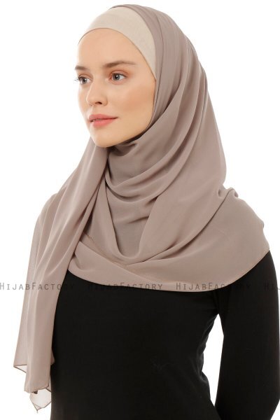 Alara Plain - Ljus Taupe One Piece Chiffon Hijab