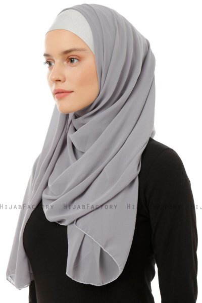 Alara Plain - Mörkgrå One Piece Chiffon Hijab