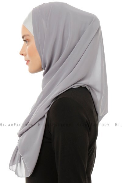 Alara Plain - Mörkgrå One Piece Chiffon Hijab