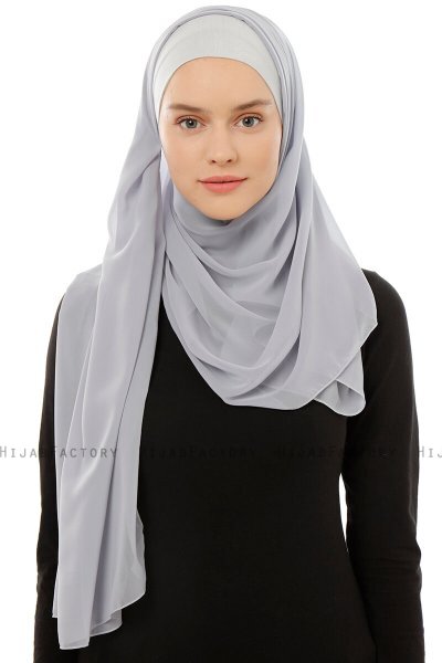 Alara Plain - Ljusgrå One Piece Chiffon Hijab