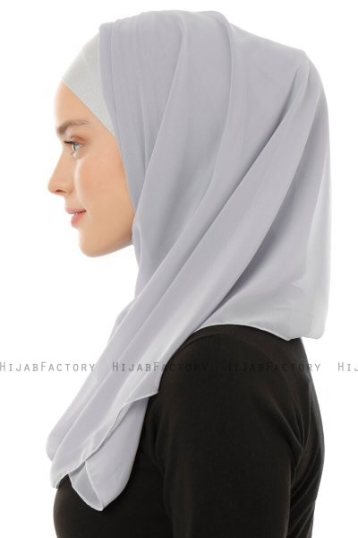 Alara Plain - Ljusgrå One Piece Chiffon Hijab
