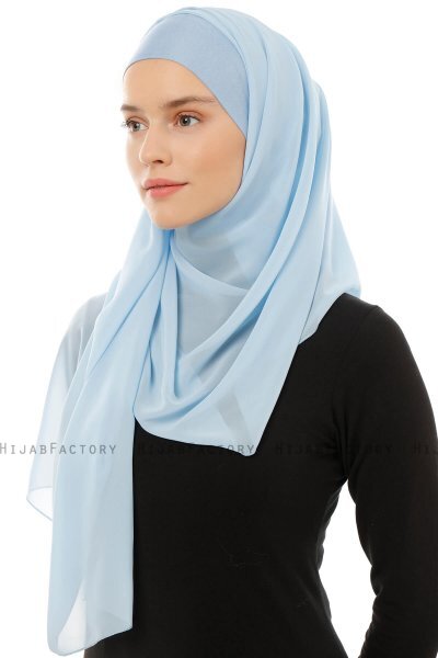 Alara Plain - Ljusblå One Piece Chiffon Hijab