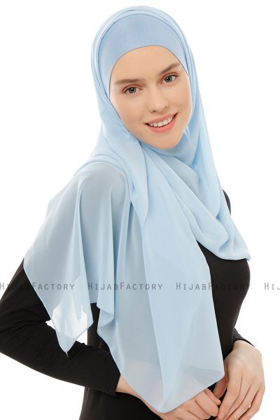 Alara Plain - Ljusblå One Piece Chiffon Hijab