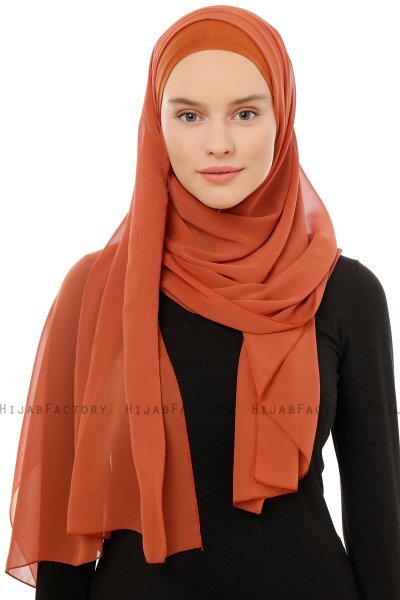 Alara Plain - Tegelröd One Piece Chiffon Hijab