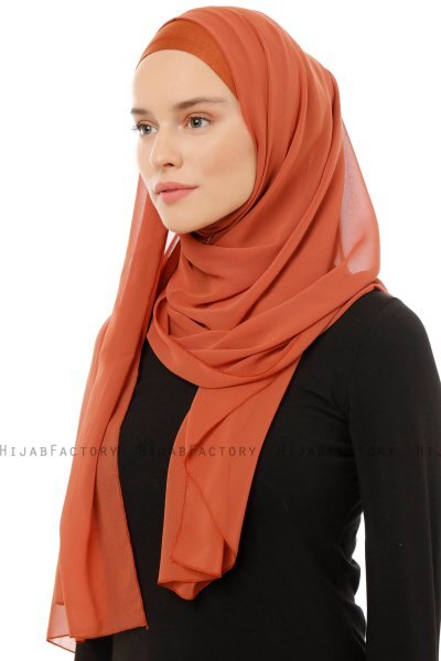 Alara Plain - Tegelröd One Piece Chiffon Hijab