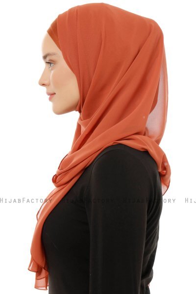 Alara Plain - Tegelröd One Piece Chiffon Hijab