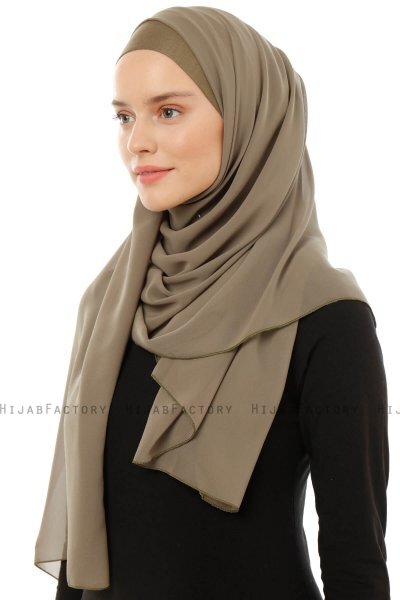Alara Plain - Olivgrön One Piece Chiffon Hijab