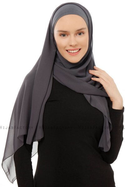 Alara Plain - Antracit One Piece Chiffon Hijab