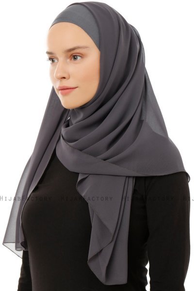 Alara Plain - Antracit One Piece Chiffon Hijab