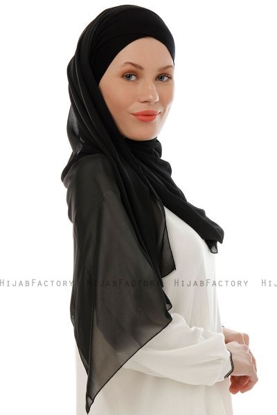 Alara Cross - Svart One Piece Chiffon Hijab