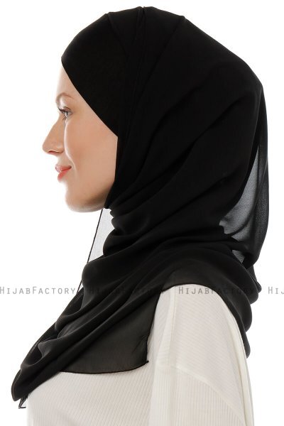 Alara Cross - Svart One Piece Chiffon Hijab
