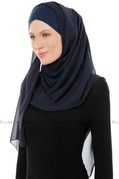 Alara Cross - Marinblå One Piece Chiffon Hijab