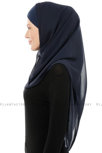 Alara Cross - Marinblå One Piece Chiffon Hijab